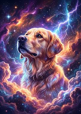 Golden Retriever in Cosmic Storm
