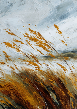 Abstract Golden Grass Field Painting