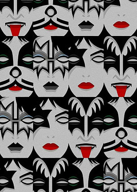 KISS Band Faces Pattern