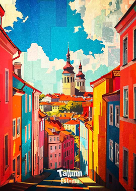 Colorful Tallinn Estonia Art Poster