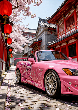 Honda S2000 in Japanese Cherry Blossom Setting