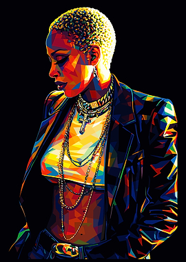Colorful Portrait of a Woman in Jacket