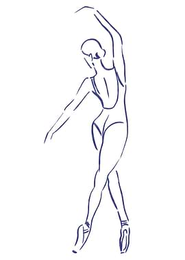 Ballet Dancer Sketch in Dark Violet