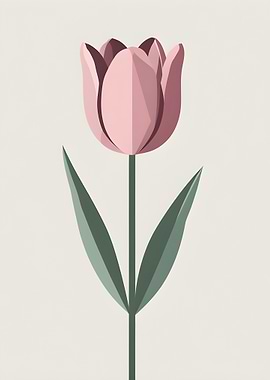 Minimalist Pink Tulip Illustration