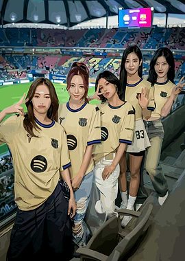 Five women in a stadium