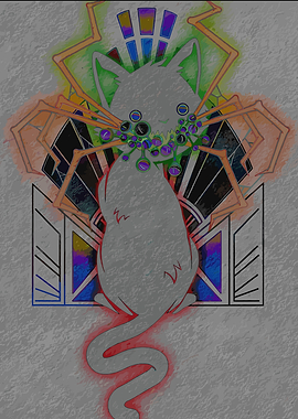 Abstract Cat with Geometric Background