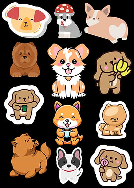 Cute Cartoon Dog Stickers Collection