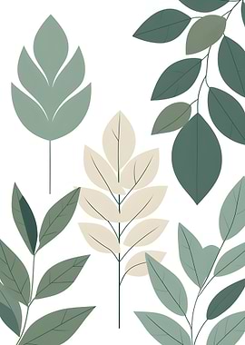 Minimalist Leaf Pattern on White Background