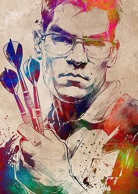 Darts Player Watercolor Portrait
