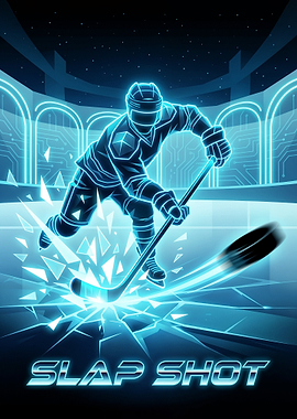 Neon Hockey Slap Shot Illustration