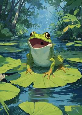 Happy Frog on Lily Pad