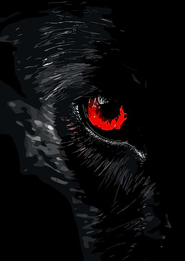 Red-Eyed Black Wolf Close-Up