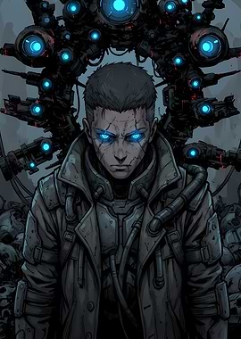 Cyberpunk Warrior with Robotic Enhancements