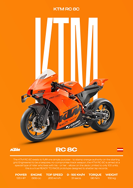 KTM RC 8C Motorcycle Poster