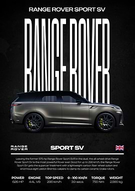 Range Rover Sport SV Car Poster