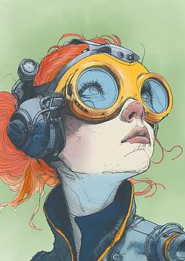 Steampunk Girl with Goggles Illustration