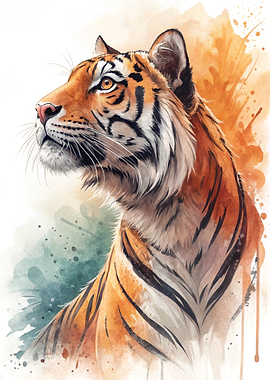 Watercolor Tiger Portrait