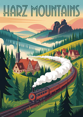 Harz Mountains Vintage Travel Poster
