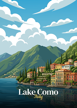 Lake Como Italy Travel Poster