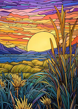 Glass Sunset Landscape