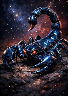 Menacing Scorpion with Glowing Red Eyes
