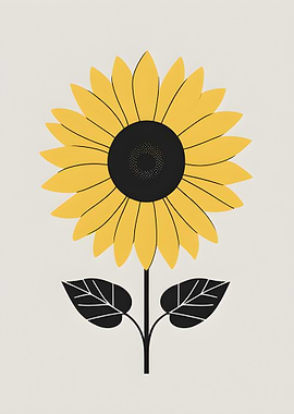 Minimalist Sunflower Illustration
