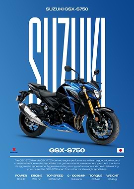 Suzuki GSX-S750 Motorcycle Poster