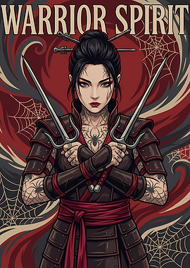 Warrior Spirit Tattooed Woman with Sai