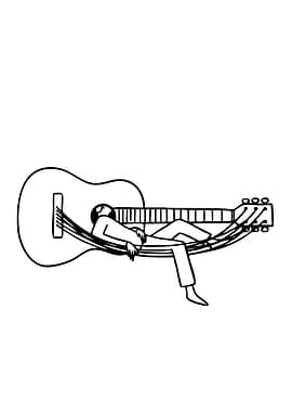 Man Relaxing in Guitar String Hammock