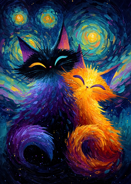 Starry Night Cat Lovers