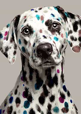 Dalmatian with colorful spots portrait