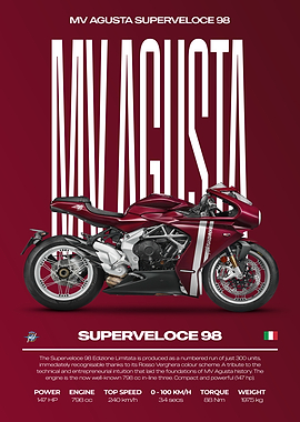 MV Agusta Superveloce 98 Motorcycle Poster