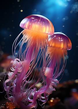 Jellyfish in Deep Blue Sea