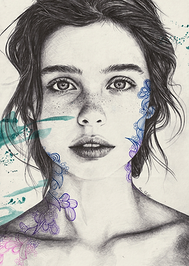 Portrait of a Woman with Floral Accents