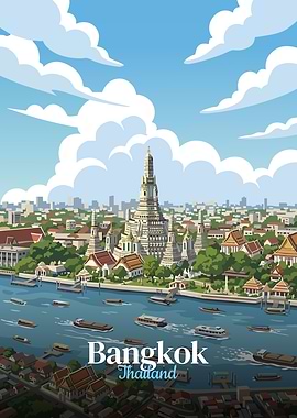 Bangkok Thailand Cityscape Illustration