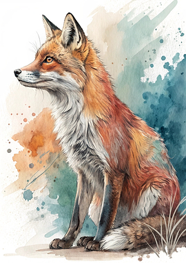 Watercolor Fox Portrait