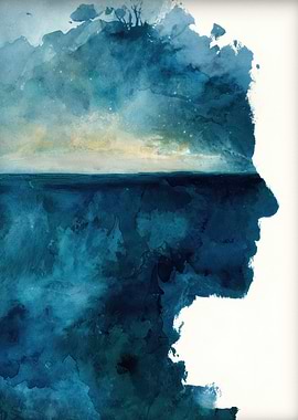Watercolor Silhouette of a Man's Profile