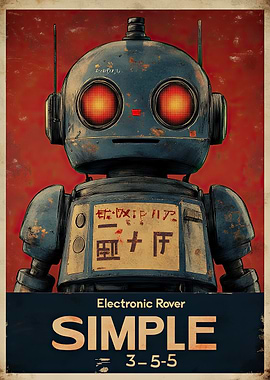 Vintage Robot Poster: Electronic Rover Simple