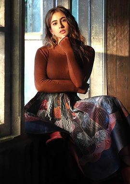 sara ali khan in Brown Turtleneck by Window