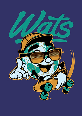 Cool Globe Skateboarder Cartoon Illustration