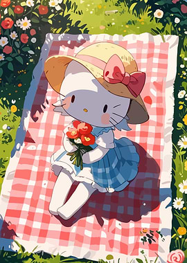 Hello Kitty Picnic in a Meadow