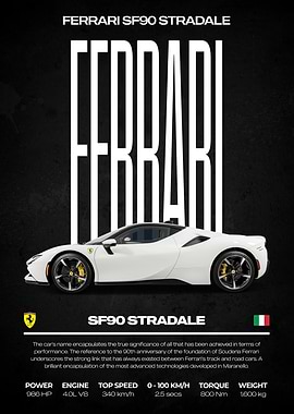 Ferrari SF90 Stradale Car Poster