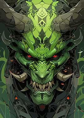 Green Demon with Red Eyes