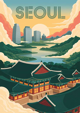 Seoul Travel Poster Art
