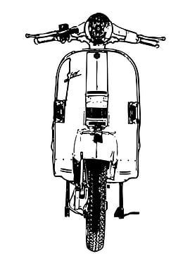 Vintage Scooter Front View Line Art