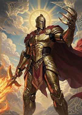 Golden Warrior with Flaming Sword