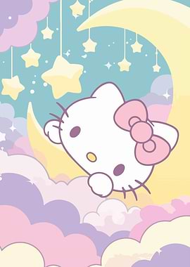 Hello Kitty Moon and Stars
