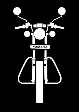 Yamaha Motorcycle White Silhouette on Black