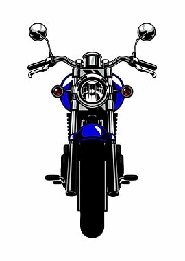 Blue Motorcycle Front View Illustration