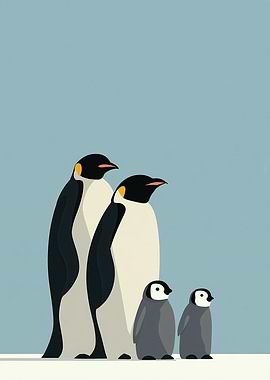 Penguin Family Standing Together